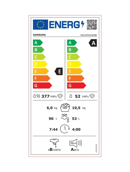 Samsung WD6500T WD10T654DBE1AH 1400 Devir 10.5+6 KG Kurutmalı Çamaşır Makinesi - Resim 8