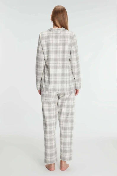 Anıl Kare Desenli Pamuklu Gömlek Pijama Takımı - Resim 3