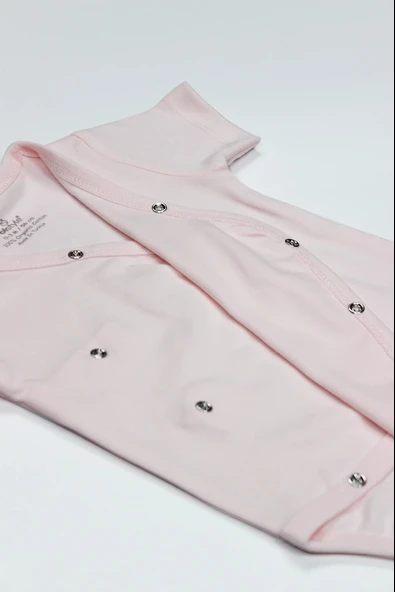 Lenaca Bistyle Organik Natural Basic Style Kruvaze Yarım Kol Body Bs17101 Pembe - Resim 4