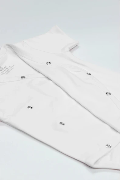 Lenaca Bistyle Organik Natural Basic Style Kruvaze Yarım Kol Body Bs17101 Beyaz - Resim 4