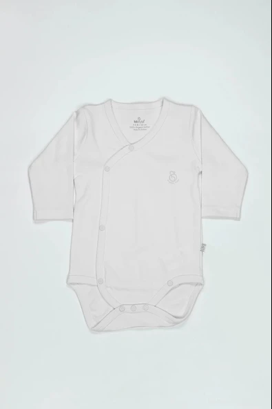 Lenaca Bistyle Organik Natural Basic Style Kruvaze Uzun Kol Body Bs17102 Beyaz ürün görseli 1