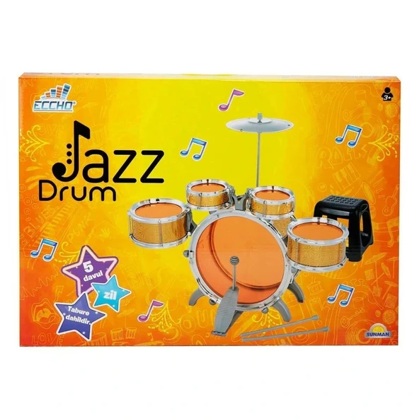 1080080 Sunman Eccho, Davul Set - Jazz Drum / 5 adet Davul, Zil ve Tabure / +3 yaş - Resim 2