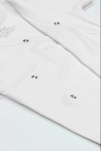 Lenaca Bistyle Organik Natural Basic Style Kruvaze Uzun Kol Body Bs17102 Beyaz - Resim 4