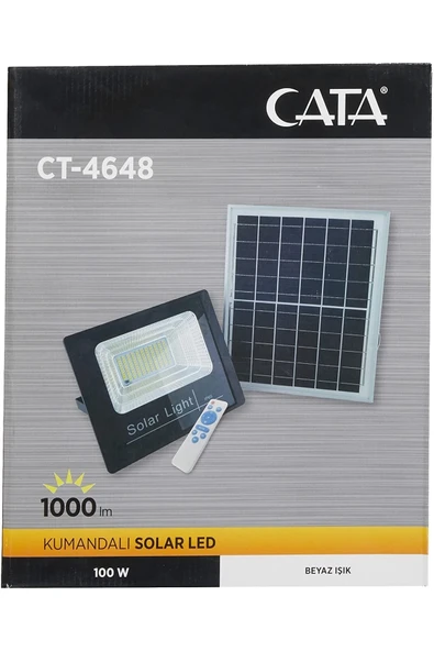 Cata Ct-4648 100w 6400k Beyaz Kumandalı Led Solar Projektör - Resim 7