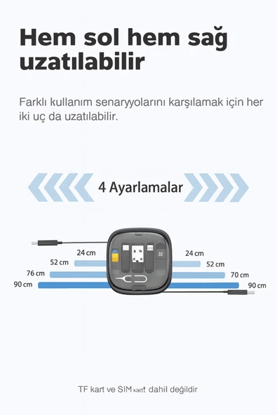 6 IN1 Çok İşlevli Seyahat Seti Çevirici Makaralı C Tipi C/Mikro/iOS ile USB Adaptör Kiti 60W - Resim 4