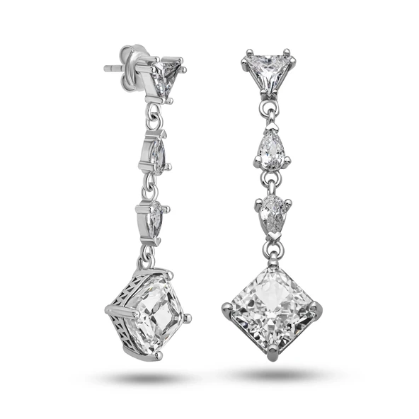 Gümüş Ice Cut Zirkon Taşlı Işıltılı Kadın Küpe ürün görseli