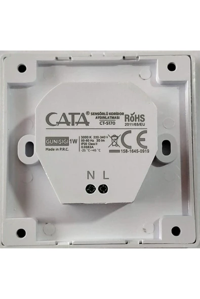 Cata Sensörlü Koridor Aydınlatması Beyaz Gövde Fotoselli Gunışığı Işık CT-5170-G - Resim 4