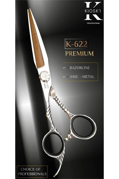 Kioski Profesyonel Premium Lüks Makas 440-C 6 Numara Sol Makas K-622 ürün görseli 1