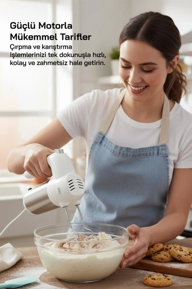 SMX-2774 El Mikseri – BEYAZ-200 W, 5 Kademe Hız - Resim 2