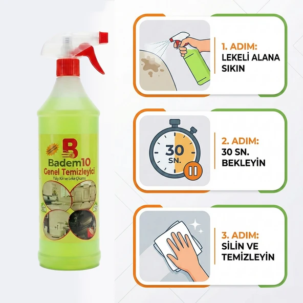 Genel Temizleyici Yağ Kir ve Leke Çıkarıcı 1000 ml Oto Mutfak Ev Kullanımında Üstün Leke Çıkarıcı - Resim 3