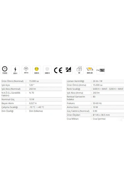 Cata 10w Okyanus Led Armatür Ct-5151 - Beyaz - Resim 2