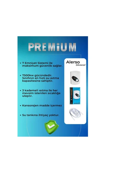 Alerso ŞOFBEN ELEKTRİKLİ ANİ SU ISITICI 7500W (1 ADET) - Resim 2