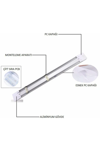 Cata Ct 2474 20w Led Bant Armatür 6400k Beyaz Işık - Resim 3