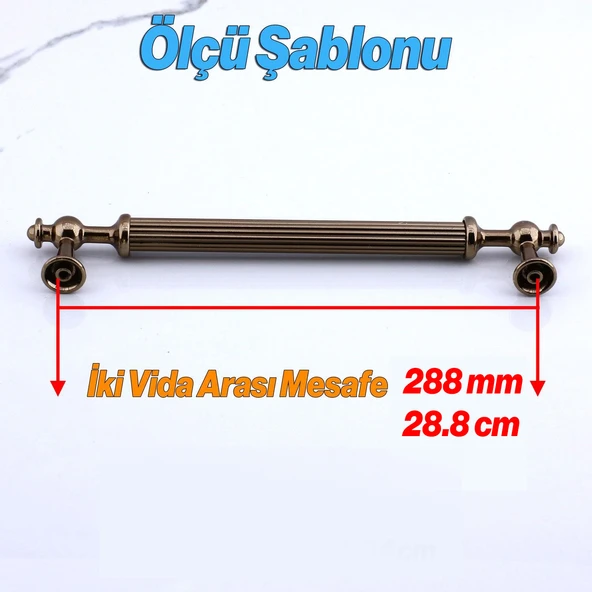 Nesil Çizgili 288 mm Bronz Metal Mobilya Kolu Mutfak Dolabı Çekmece Kapak Kulpu Kulp Tasarımı - Resim 4