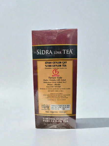 SİDRA LİNA İTHAL SİYAH SAF SEYLAN ÇAY 800 GR - Resim 4