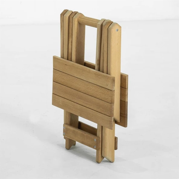 Mobeva Flat Kayın Ahşap Tabure - Katlanır Bahçe Balkon Taburesi 30x30x38 - Resim 2