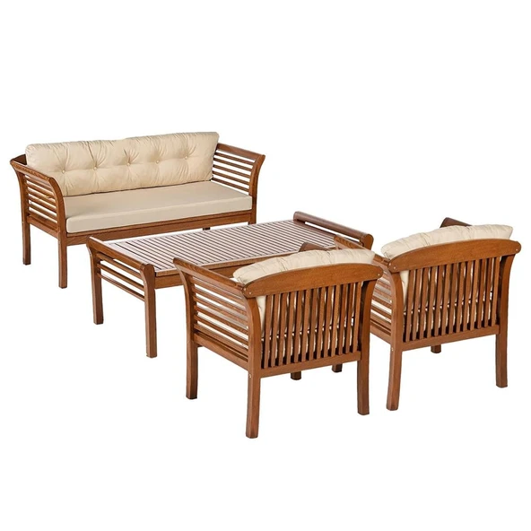 Bahçeme Çeşme Bahçe Oturma Grubu 5 Kişilik - Ahşap Koltuk ve Sehpa Takımı - Resim 5