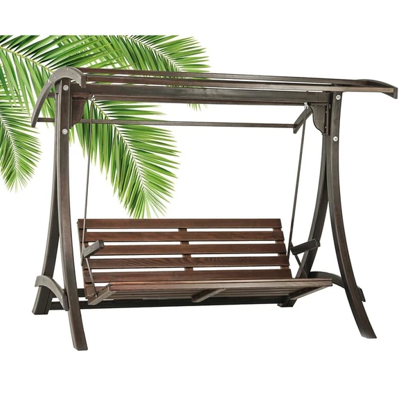 Mobeva Comforte Üçlü Ladin Ahşap Salıncak Dış Mekan Bahçe, Teras Salıncağı -Lacivert - Resim 7