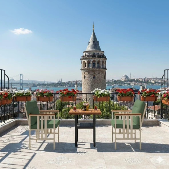 Bahçeme Çamlıca 2li Balkon Set - Alüminyum Bahçe  Teras Balkon Kanepe Takımı - Resim 4