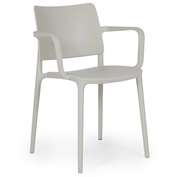 Papatya Joy Koltuk Beyaz - Kolçaklı Bahçe Balkon Mutfak Sandalyesi - Resim 5