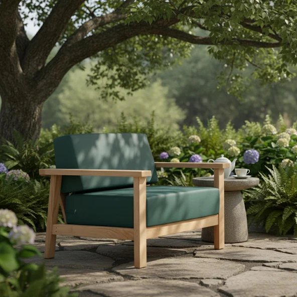 Bahçeme Üsküdar (Malaga) Bahçe Koltuk Tekli - Kestane İç Ve Dış Mekan Koltuğu (Minderli) - Resim 3