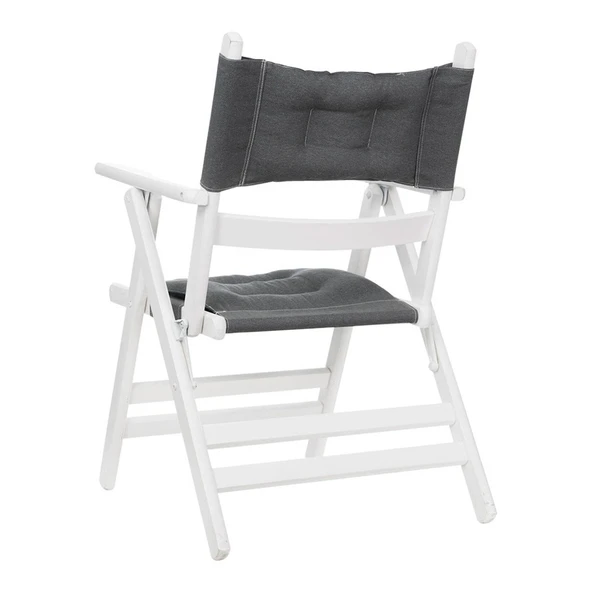 Bahçeme Marmaris Katlanır Sandalye - Masif Gürgen Ahşap & Krem Minder - Resim 9