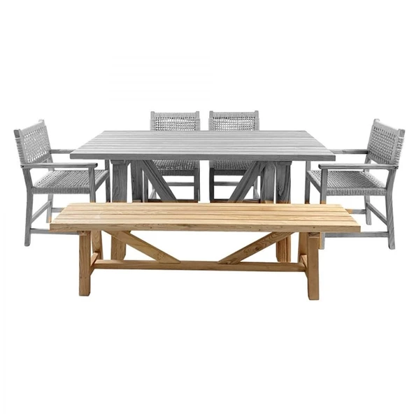 Bahçeme Taksim (Maya) Ahşap Bank - 40x180x44 cm - Masif Kestane Bahçe Bankı ürün görseli 1