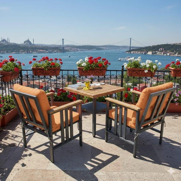 Bahçeme Çamlıca 2li Balkon Set - Alüminyum Bahçe  Teras Balkon Kanepe Takımı - Resim 2