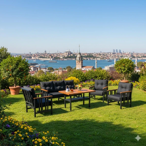 Bahçeme Çamlıca Alüminyum Bahçe Oturma Grubu - 7 Kişilik Bahçe, Balkon Koltuk Takımı - Resim 5