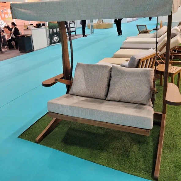 Bahçeme Maçka Ahşap Salıncak - 3 Kişilik Bahçe Salıncağı - Masif Gürgen - Resim 5