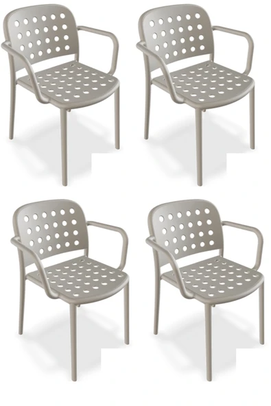 Papatya Bomonti Koltuk Açık Gri 4lü Paket - Plastik Bahçe Balkon Mutfak Sandalyesi ürün görseli 1