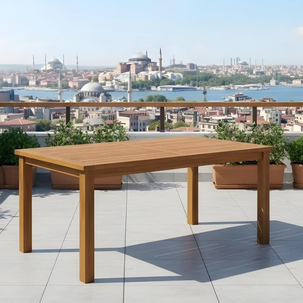 Bahçeci İstanbul 90x180 Sabit Ayaklı Ahşap Bahçe Masası - Resim 3