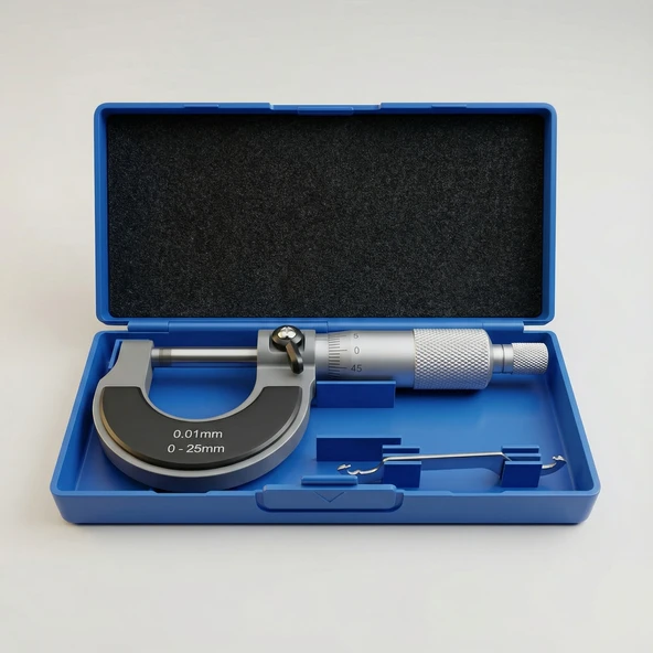 Standart Dış Çap Mikrometresi 0,01 mm Hassasiyet 0-25 mm Saklama Çantasında Ultra Hassa Ölçüm Aleti ürün görseli 1