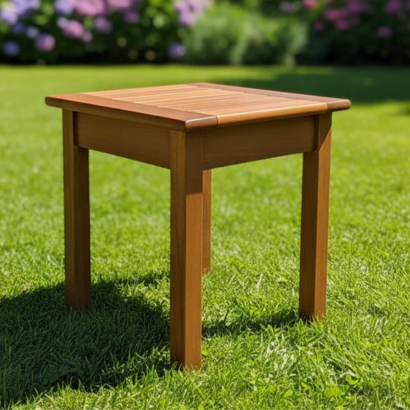 Bahçeme Efes 40x40 Şezlong Tipi Ahşap Sehpa 45cm Yükseklik ürün görseli 1