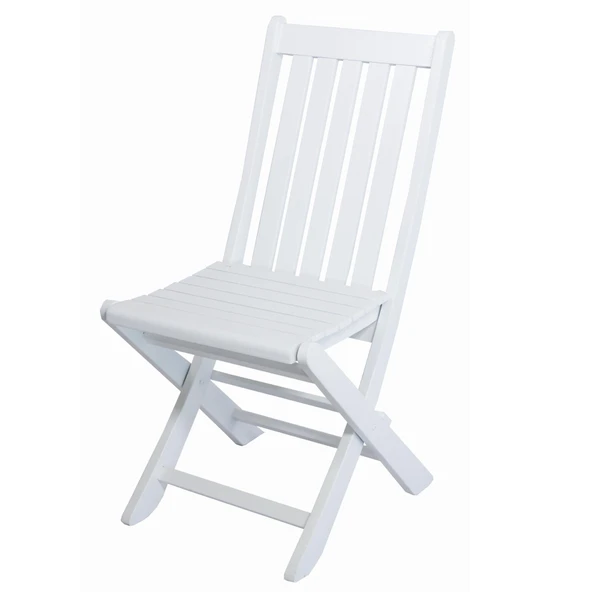 Bahçeme Avşa Ahşap Bahçe Takımı Beyaz - 80x80 Masa + 2 Sandalye Katlanır Balkon Set - Resim 4