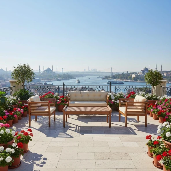 Bahçeme Çeşme Bahçe Oturma Grubu 5 Kişilik - Ahşap Koltuk ve Sehpa Takımı - Resim 2