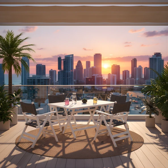 Bahçeme Marmaris Minderli Ahşap Bahçe Balkon Takımı Beyaz: 80X140 Masa + 4 Sandalye Katlanır Set - Resim 3