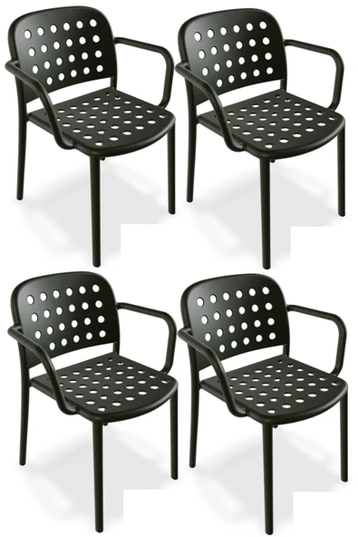 Papatya Bomonti Koltuk Servi Yeşil 4lü Paket - Plastik Bahçe Balkon Mutfak Sandalyesi ürün görseli 1