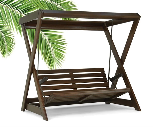 Mobeva Holox Yataklı Ladin Ahşap Salıncak Dış Mekan Bahçe, Teras Salıncağı -Lacivert - Resim 7