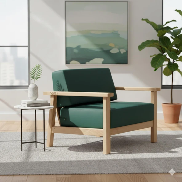 Bahçeme Üsküdar (Malaga) Bahçe Koltuk Tekli - Kestane İç Ve Dış Mekan Koltuğu (Minderli) - Resim 2