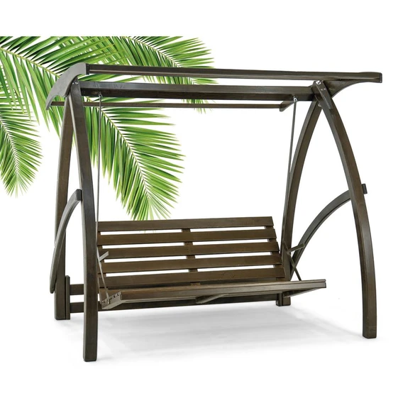 Mobeva Elegance İkili Ladin Ahşap Salıncak Dış Mekan Bahçe, Teras Salıncağı -Lacivert - Resim 8