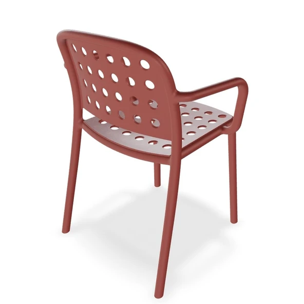 Papatya Bomonti Koltuk Küllü Kahve 4lü Paket - Plastik Bahçe Balkon Mutfak Sandalyesi - Resim 8