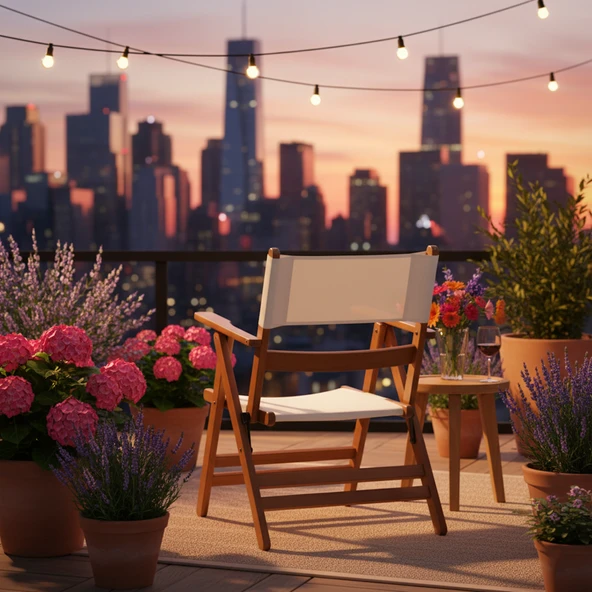 Bahçeci Atina Katlanır Sandalye - Masif Gürgen Ahşap & Krem PVC Kumaş - Resim 5