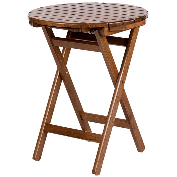 Bahçeme Yönetmen Katlanır Ahşap Bahçe Balkon Seti: 90lık Masa +2 Sandalye - Resim 2