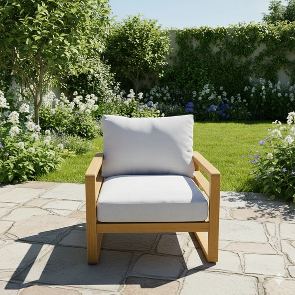 Bahçeme Oslo Bahçe Koltuk Tekli - Kestane İç Ve Dış Mekan Koltuğu (Minderli) - Resim 4