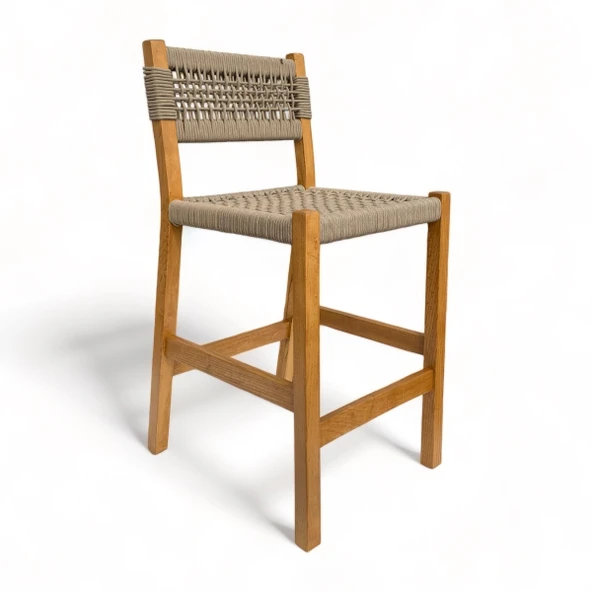 Bahçeme Taksim Bar Tipi Ahşap Bahçe Takımı: 80lik Yuvarlak Masa + 2 Sandalye - Masif Kestane - Resim 4