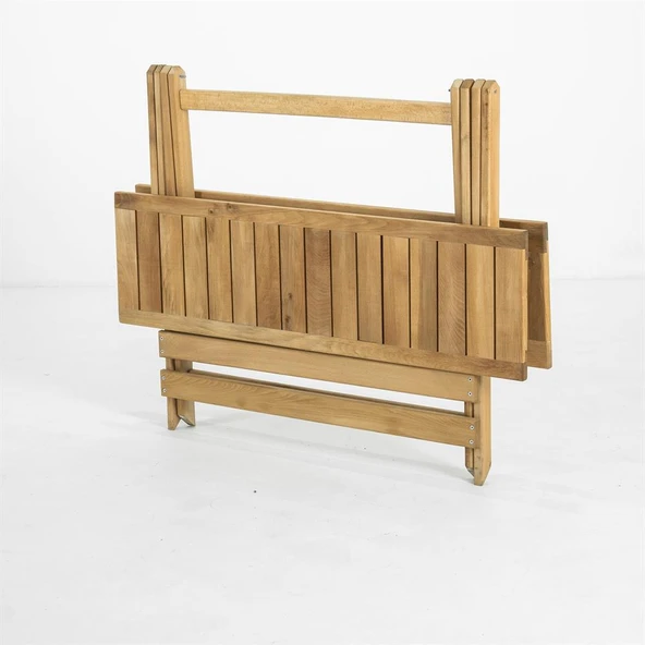 Mobeva Flat Kayın Ahşap Masa 70x53 Katlanır Bahçe Balkon Masası - Resim 2