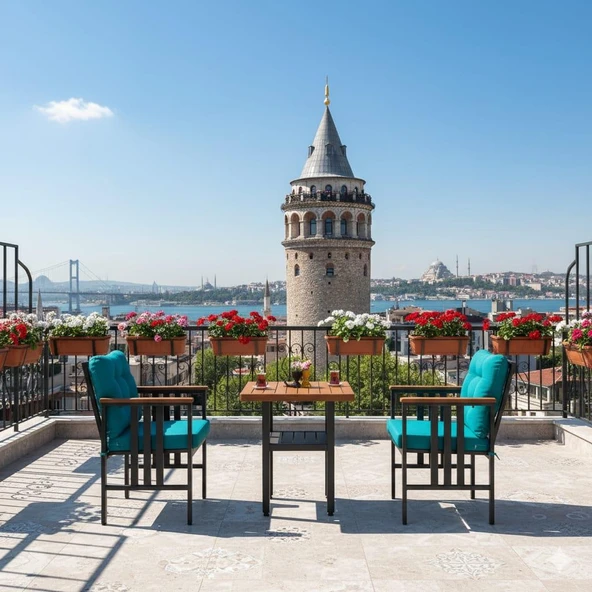 Bahçeme Çamlıca 2li Balkon Set - Alüminyum Bahçe  Teras Balkon Kanepe Takımı - Resim 8