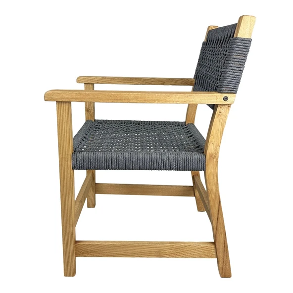 Bahçeme Üsküdar (Maya) Kolçaklı Ahşap Sandalye -Masif Kestane & Kapuçino Örgü - Resim 2