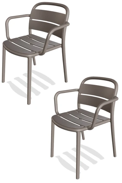 Papatya Balat Koltuk 2li Paket Küllü Kahve - Plastik Bahçe Balkon Mutfak Sandalyesi ürün görseli 1